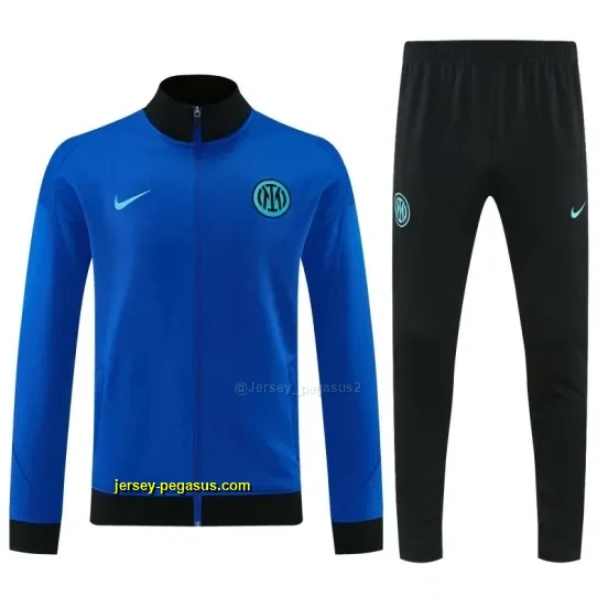 Inter Milan Blue Full Zipper Jacket Tracksuit + Black Long Pants
