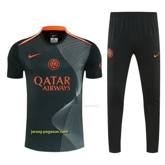 Inter Milan Dark Green with Fluid Wave Short Sleeve Tracksuit + Long Pants