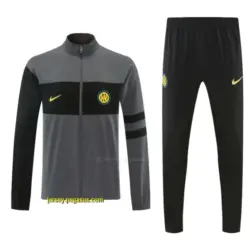 Inter Milan Grey & Black Full Zipper Jacket Tracksuit + Long Pants