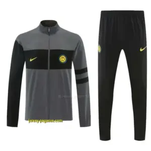 Inter Milan Grey & Black Full Zipper Jacket Tracksuit + Long Pants