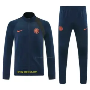 Inter Milan Navy Blue & Black Full Zipper Jacket Tracksuit + Long Pants