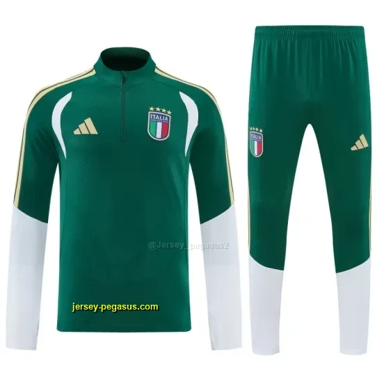 Italy Green Half Zipper Jacket Tracksuit + Long Pants