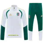 Italy White & Green Full Zipper Jacket Tracksuit + Long Pants