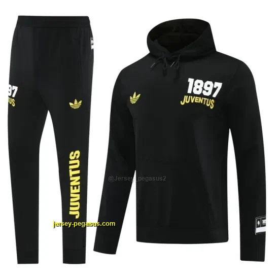 Juventus Black Hoodie Full Zipper Jacket + Long Pants