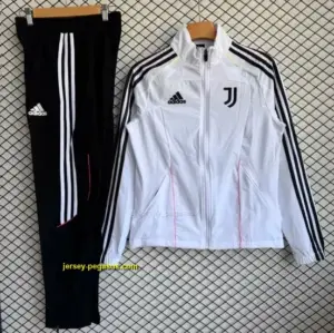 Juventus White with Black Full zipper Jacket Tracksuit+ long pants