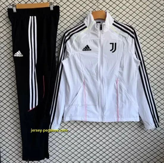Juventus White with Black Full zipper Jacket Tracksuit+ long pants