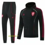 Liverpool Black Full Zipper Hooded Jacket Tracksuit + Long Pants
