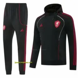 Liverpool Black Full Zipper Hooded Jacket Tracksuit + Long Pants