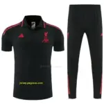 Liverpool Black Polo Training Shirt + Long Pants Tracksuit