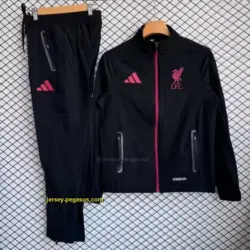 Liverpool Black with Pink Full zipper Jacket Tracksuit+ long pants