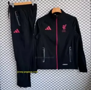 Liverpool Black with Pink Full zipper Jacket Tracksuit+ long pants