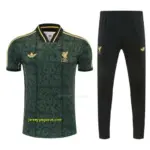 Liverpool Dark Green Short Sleeve Tracksuit + Black Long Pants