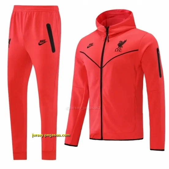 Liverpool Red Full Zipper Hooded Jacket Tracksuit + Long Pants
