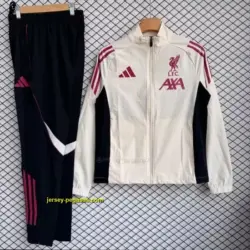 Liverpool White with Black Full zipper Jacket Tracksuit+ long pants