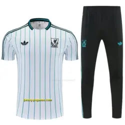 Liverpool White with Teal Pinstripe Short Sleeve Tracksuit + Long Pants
