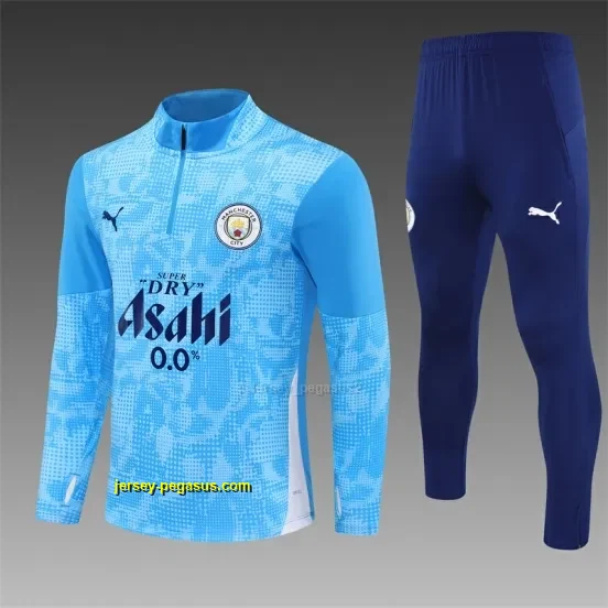 Manchester City Light Blue Camouflage Half Zipper Jacket+Long Pants