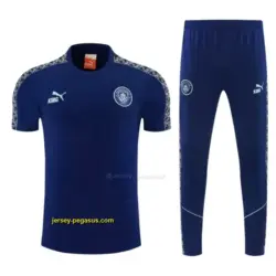 Manchester City Navy Blue Short Sleeve Tracksuit + Long Pants