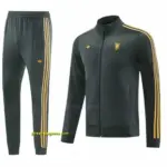 Manchester United 08 Dark Gray Half Zipper Jacket+Long Pants