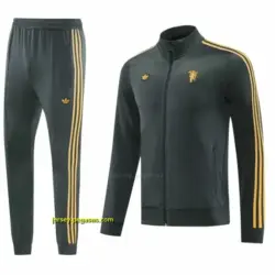 Manchester United 08 Dark Gray Half Zipper Jacket+Long Pants