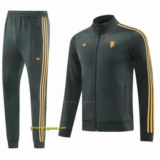 Manchester United 08 Dark Gray Half Zipper Jacket+Long Pants