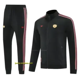 Manchester United Black Full Hoodie Zipper Jacket +Long Pants