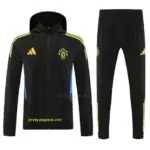 Manchester United Black Full zipper Jacket Tracksuit+ long pants