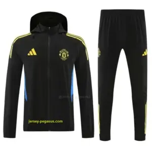 Manchester United Black Full zipper Jacket Tracksuit+ long pants