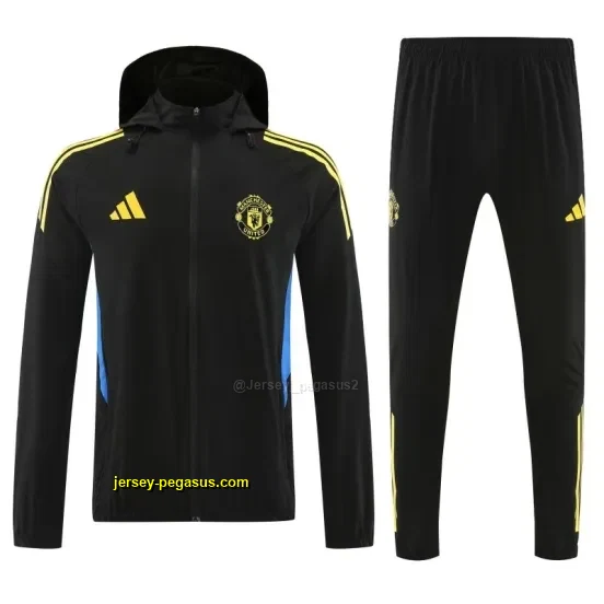 Manchester United Black Full zipper Jacket Tracksuit+ long pants