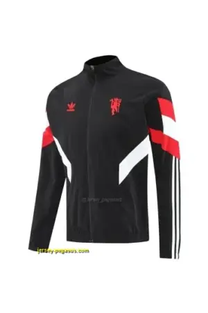 Manchester United Black Half Zipper Jacket+Long Pants