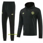 Manchester United Black Pullover Hooded Tracksuit + Long Pants
