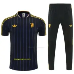 Manchester United Black Short Sleeve Tracksuit + Long Pants