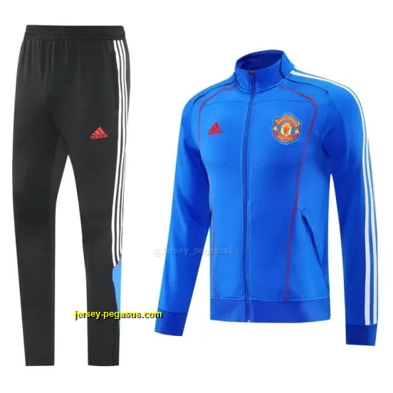 Manchester United Blue Full Zipper Jacket +Long Pants