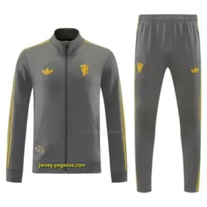 Manchester United Dark Gray Full Zipper Jacket+Long Pants