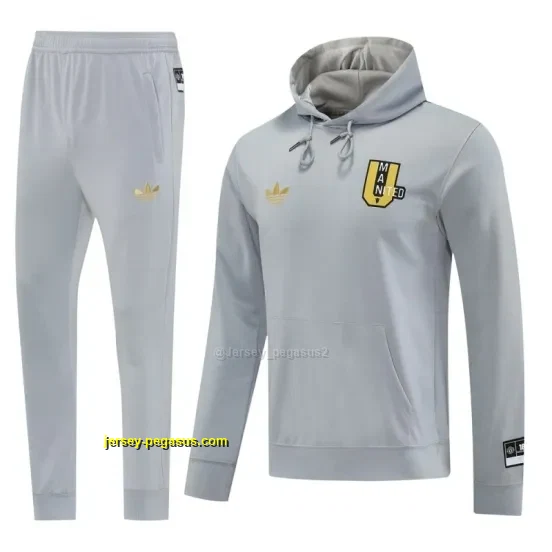 Manchester United Hooide Grey Full Zipper Jacket + Long Pants