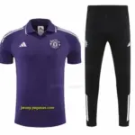 Manchester United Purple Polo Training Shirt + Long Pants Tracksuit