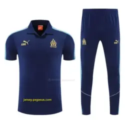 Marseille Navy Blue Polo Training Shirt + Long Pants Tracksuit