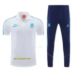 Marseille White Polo Training Shirt + Long Pants Tracksuit