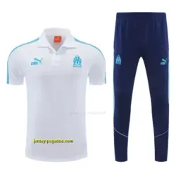 Marseille White Polo Training Shirt + Long Pants Tracksuit