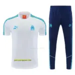 Marseille White&Navy Blue Short Sleeve Tracksuit + Long Pants
