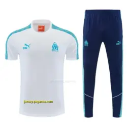 Marseille White&Navy Blue Short Sleeve Tracksuit + Long Pants
