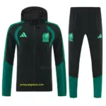 Mexico Black & Dark Green Full Zipper Hooded Jacket Tracksuit + Long Pants