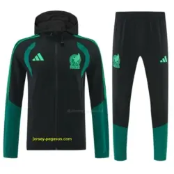 Mexico Black & Dark Green Full Zipper Hooded Jacket Tracksuit + Long Pants
