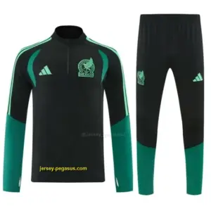 Mexico Black Half Zipper Jacket Tracksuit + Long Pants