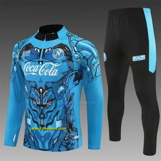 Napoli Light Blue Camouflage Half Zipper Jacket+Long Pants