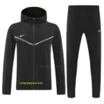 Nike Black Full Zipper Hooded Jacket Tracksuit + Long Pants