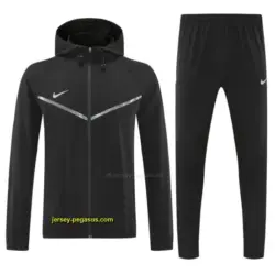 Nike Black Full Zipper Hooded Jacket Tracksuit + Long Pants