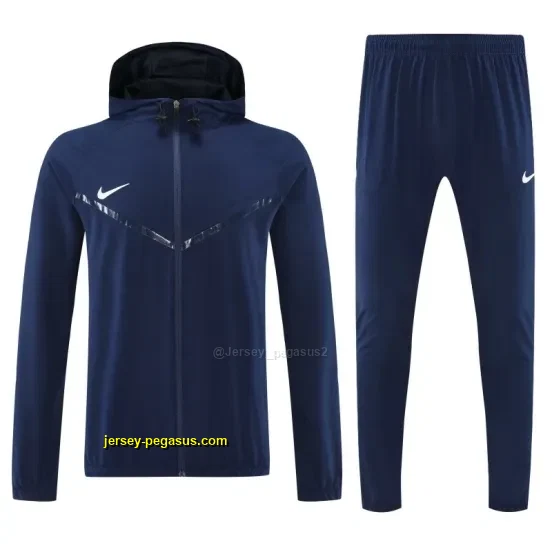 Nike Navy Blue With White logo Full Zipper Hooded Jacket Tracksuit + Long Pants