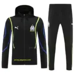 Olympique Marseille Black Full zipper Jacket Tracksuit+ long pants