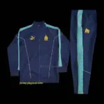 Olympique Marseille Navy Blue with Sky Blue Stripes Full Zipper Jacket Tracksuit