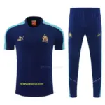 Olympique de Marseille Navy Blue Short Sleeve Tracksuit + Long Pants